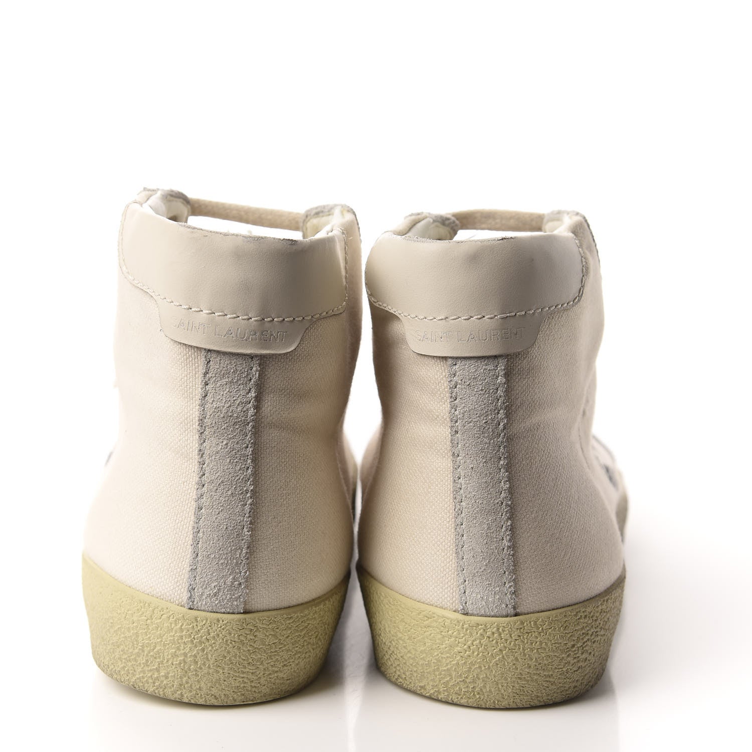 Saint Laurent Distressed Canvas Womens Classic Court High Top Sneakers 37.5 Milk Panna 5 of 11