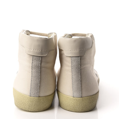 Saint Laurent Distressed Canvas Womens Classic Court High Top Sneakers 37.5 Milk Panna 5 of 11