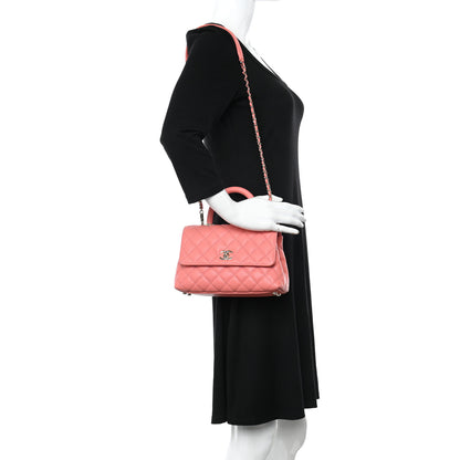 Chanel Caviar Quilted Mini Coco Handle Flap Coral 2 of 10