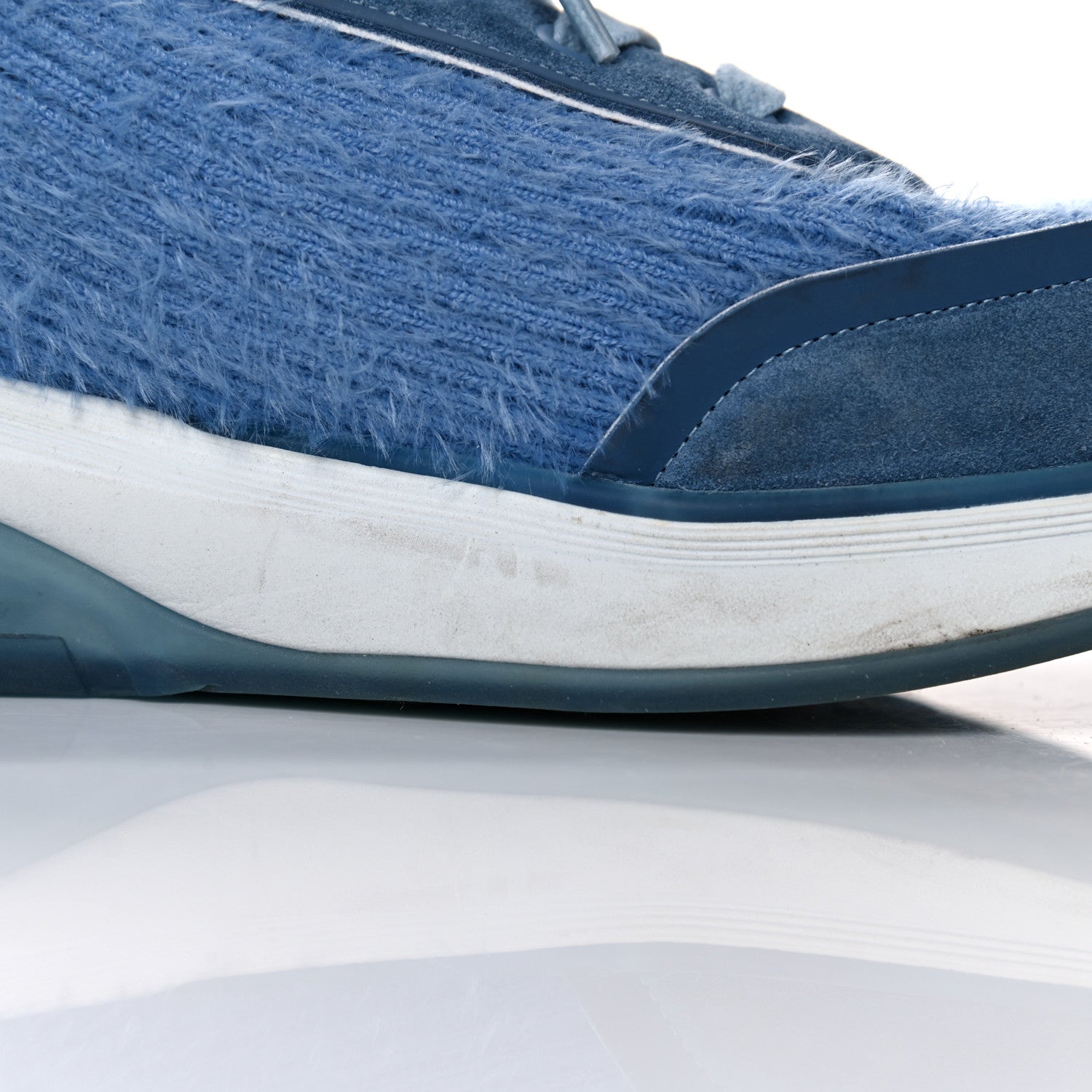 Chanel Suede Calfskin Stretch Fabric CC Sneakers Light Blue 12 of 14