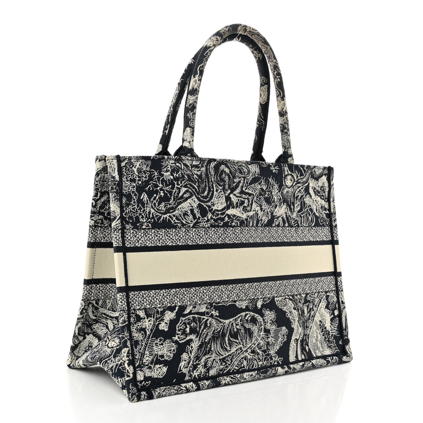Canvas Embroidered Medium Dioriviera Toile De Jouy Reverse Book Tote Blue