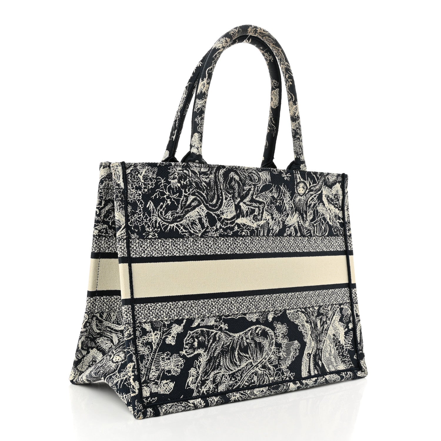 Christian Dior Canvas Embroidered Medium Dioriviera Toile De Jouy Reverse Book Tote Blue 3 of 10