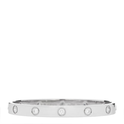 Cartier 18K White Gold 10 Diamond LOVE Bracelet 16 1 of 9