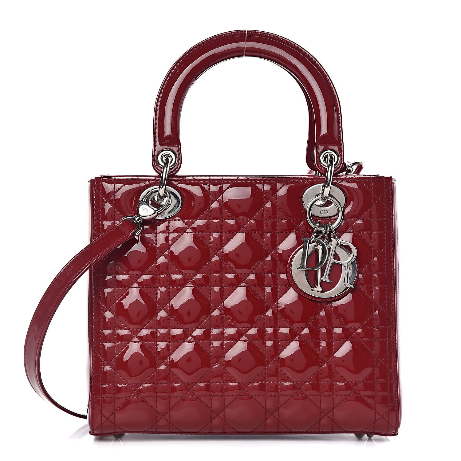 Christian Dior Patent Cannage Medium Lady Dior Red 1 of 10