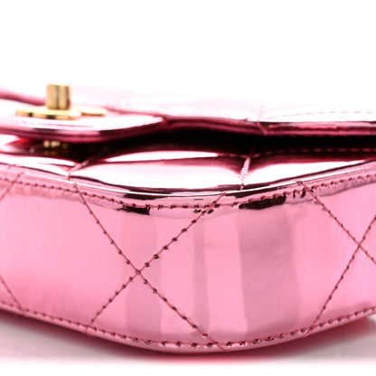 Chanel Mirror Metallic Calfskin Quilted Mini Top Handle Flap Pink 10 of 11