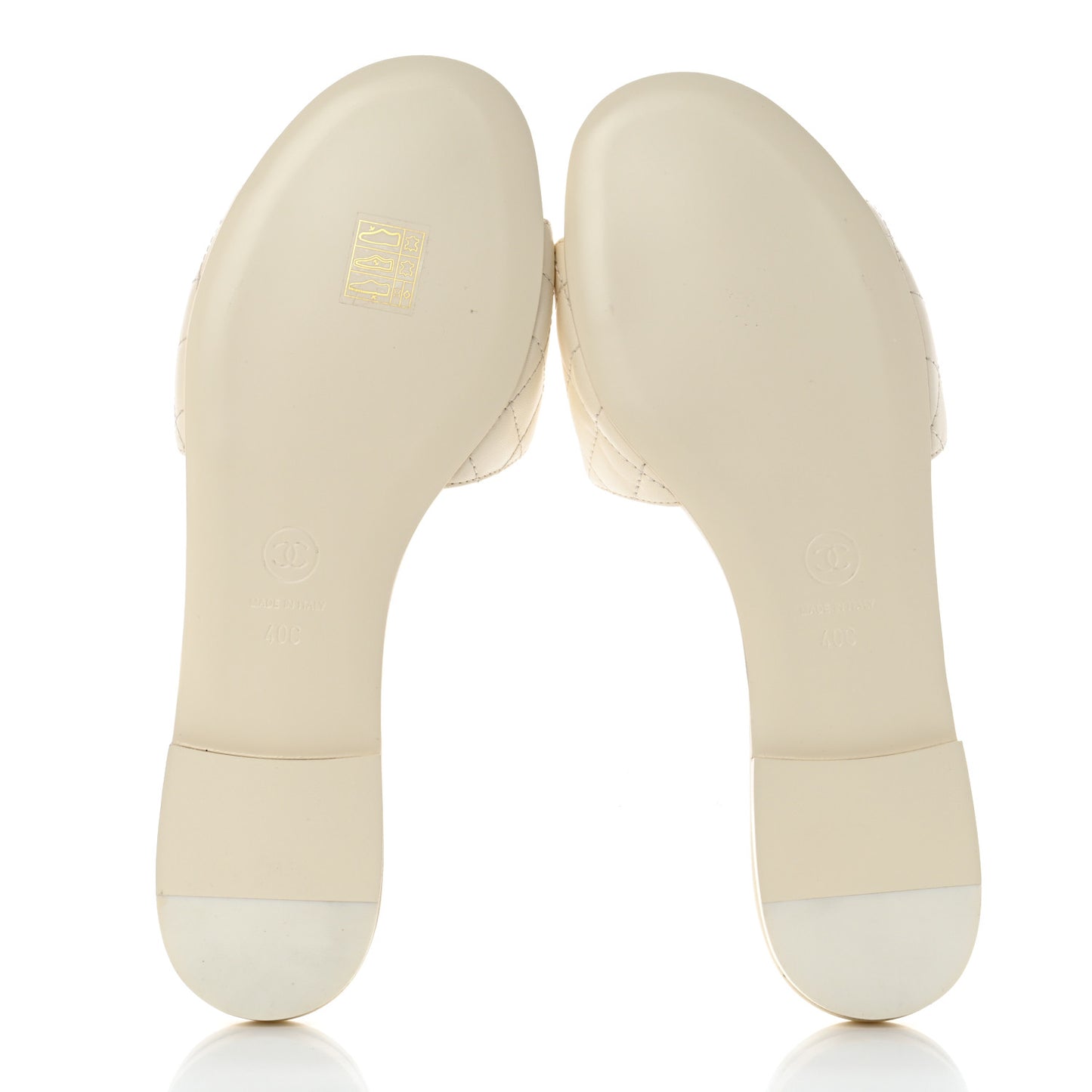 Lambskin Quilted CC Turnlock Sandals 40 Ivory