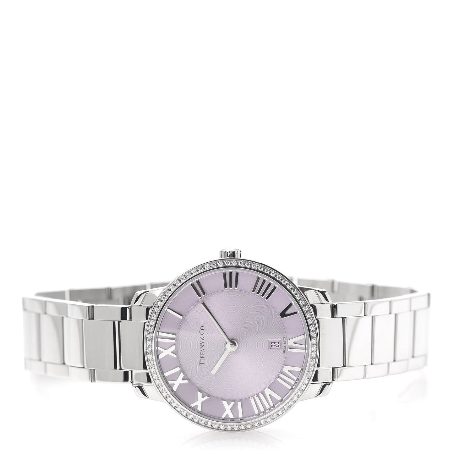 Stainless Steel Diamond Bezel 31mm Atlas 2-Hand Quartz Watch Mauve