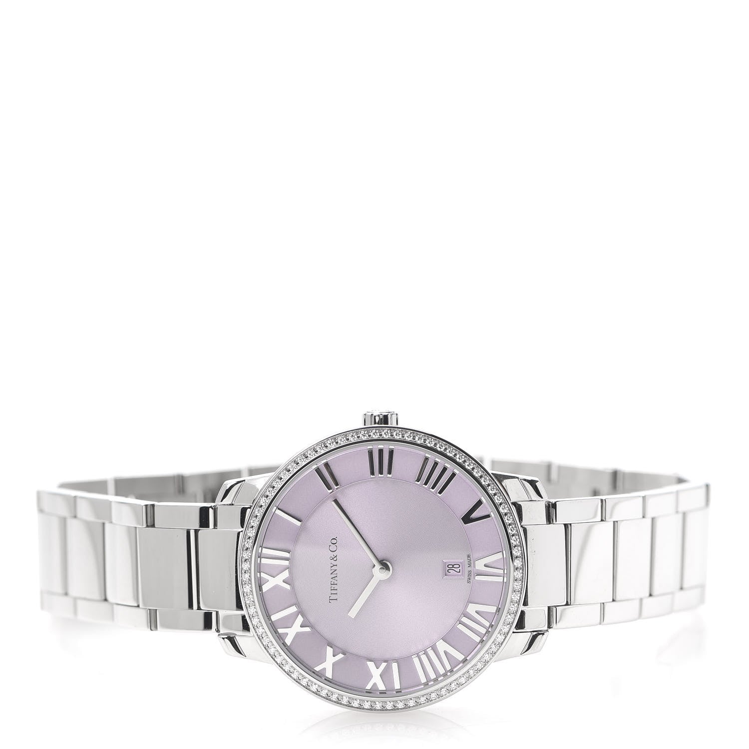 Tiffany Stainless Steel Diamond Bezel 31mm Atlas 2-Hand Quartz Watch Mauve 3 of 7