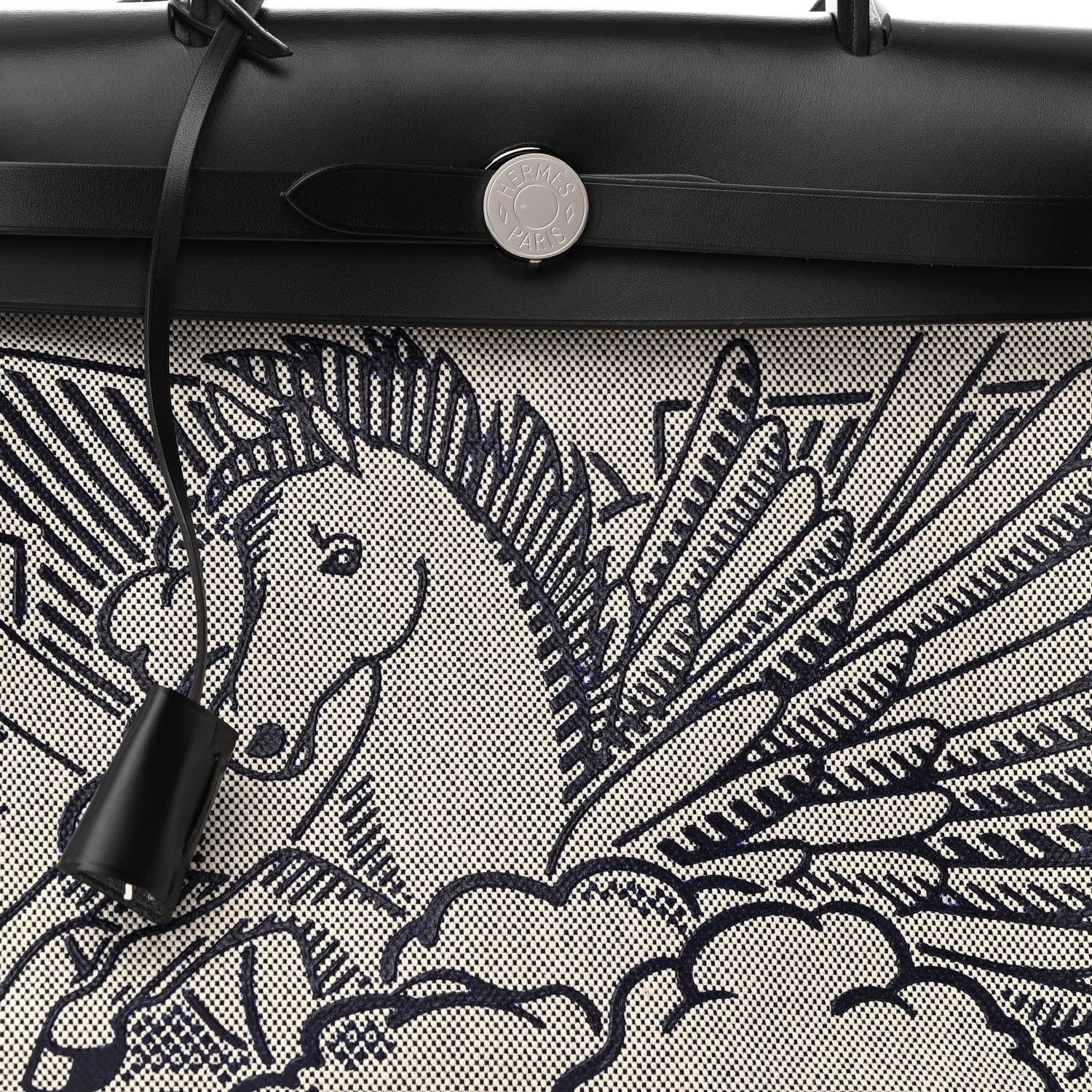Hermes Vache Hunter Toile H Pegase Pop Herbag Zip Retourne 31 PM Bleu Indigo Ecru Black 9 of 11