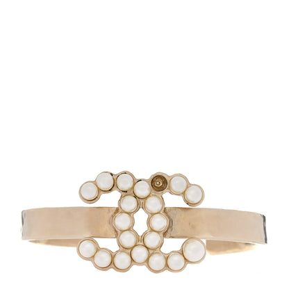Chanel Pearl CC Cuff Bracelet Gold Pearly White 1 of 4