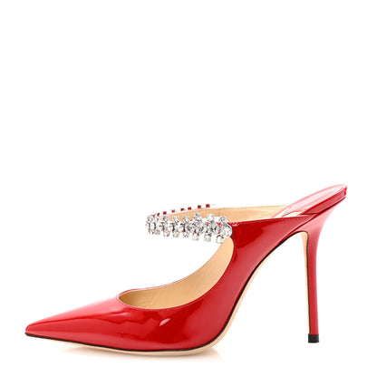 Jimmy Choo Patent Crystal Bing 100 Pumps 38 Red 1 of 9