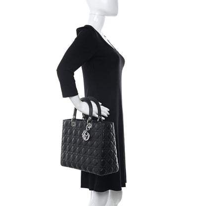Christian Dior Lambskin Cannage Large Lady Dior Black 2 of 11