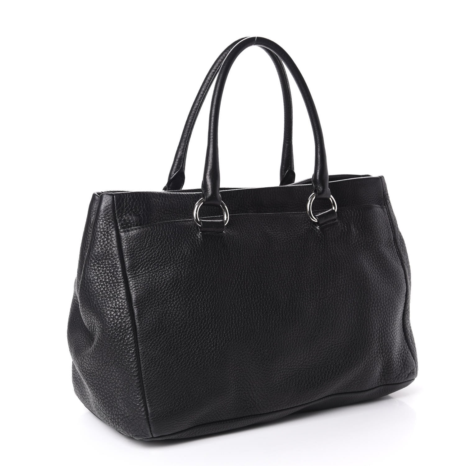 Prada Vitello Daino Top Handle Tote Black 2 of 12