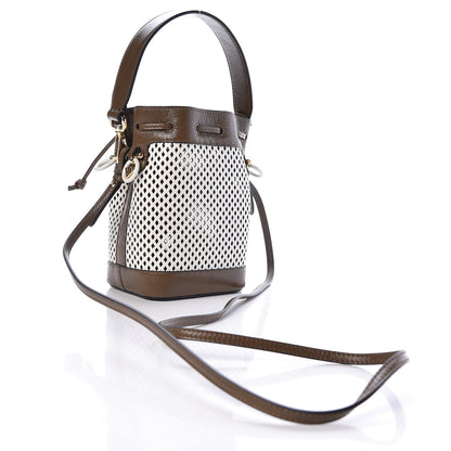 Fendi Vitello Liberty Glossy Lambskin F is Fendi Perforated Mini Mon Tresor Bucket Bag White Ice Rust Maya 3 of 9