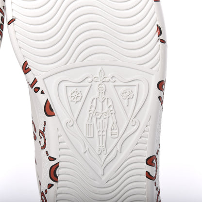 Gucci Calfskin GucciGhost Print Mens Ace Sneakers 7 White Hibiscus Red 6 of 11