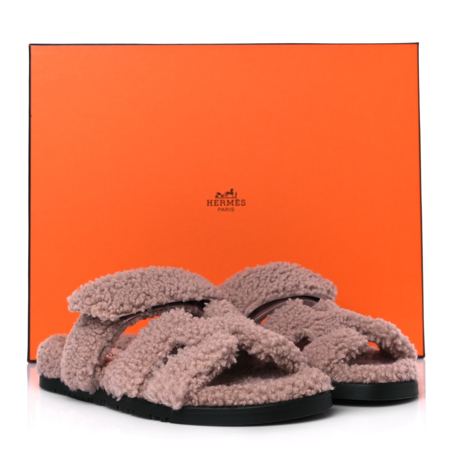 Hermes Woolskin Womens Chypre Sandals 37.5 Bois De Santal 8 of 8