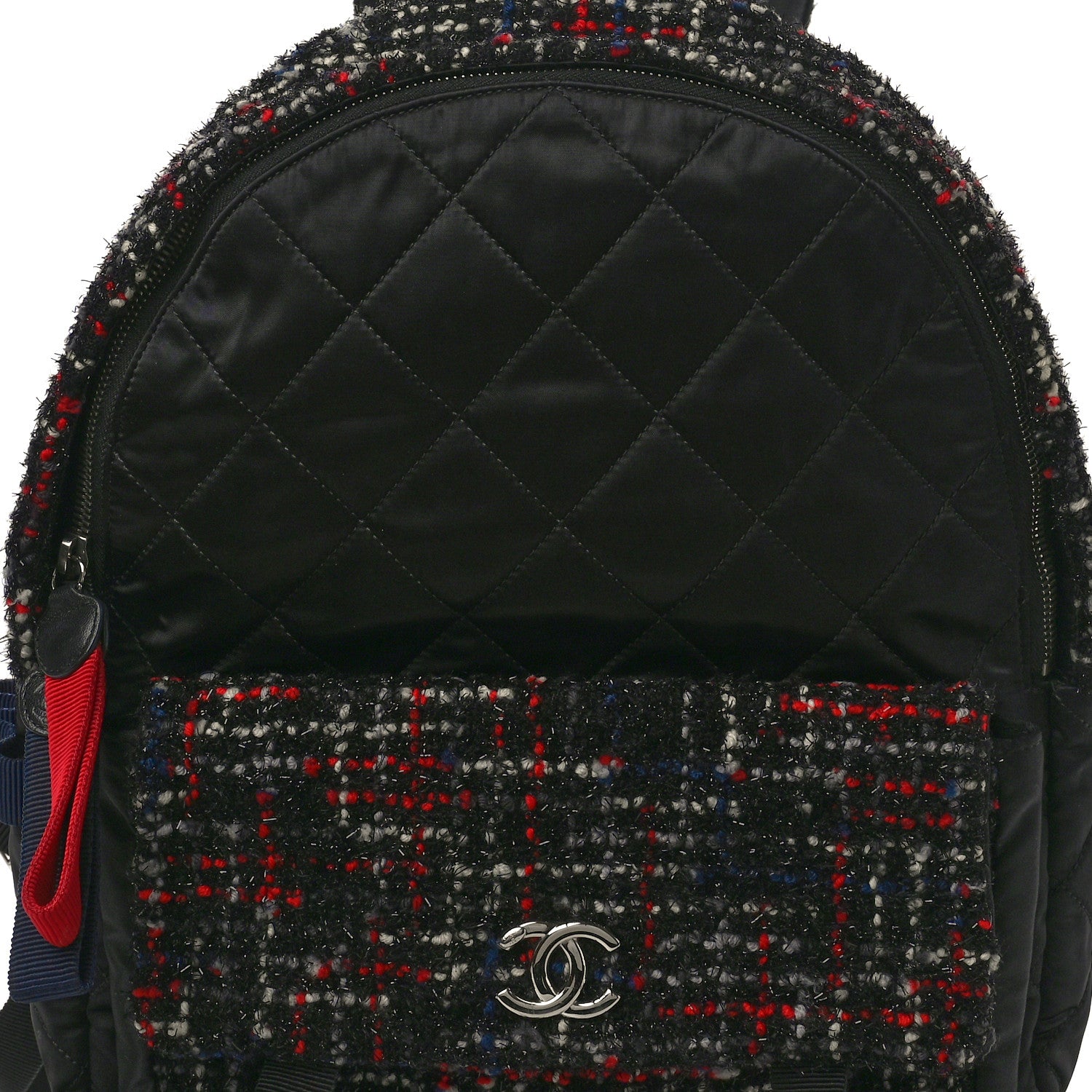 Chanel Tweed Nylon Quilted Astronaut Essentials Backpack Black Multicolor 8 of 10