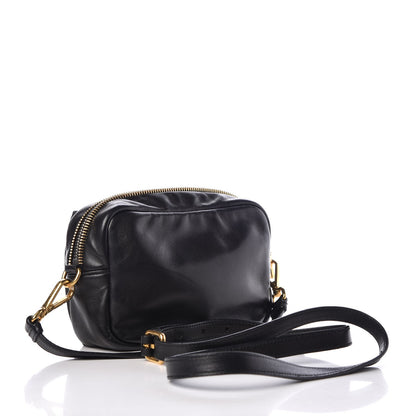 Prada Glace Calfskin Zippers Bow Clutch Black 3 of 9