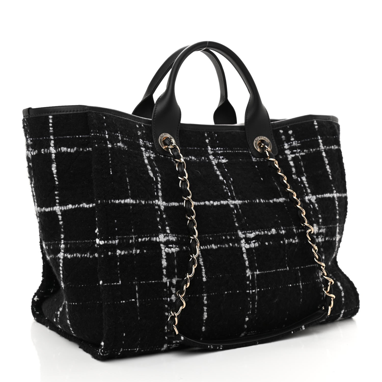 Chanel Tweed Medium Deauville Tote Black White Multicolor 4 of 13