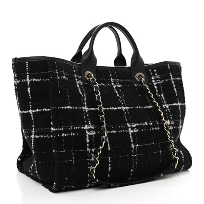 Chanel Tweed Medium Deauville Tote Black White Multicolor 4 of 13