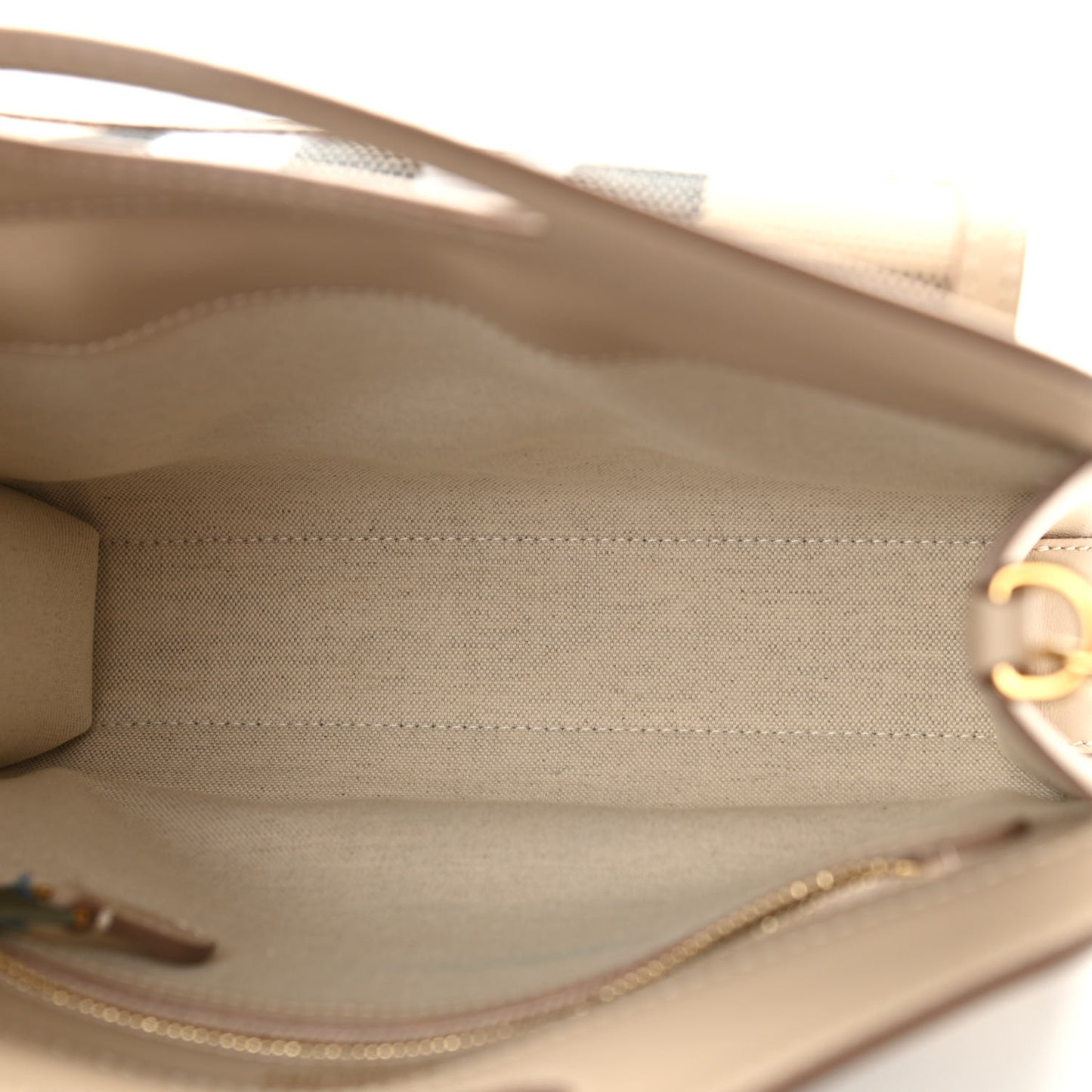 Smooth Calfskin Canvas Check Mini Pocket Bag Dusty Sand Soft Fawn