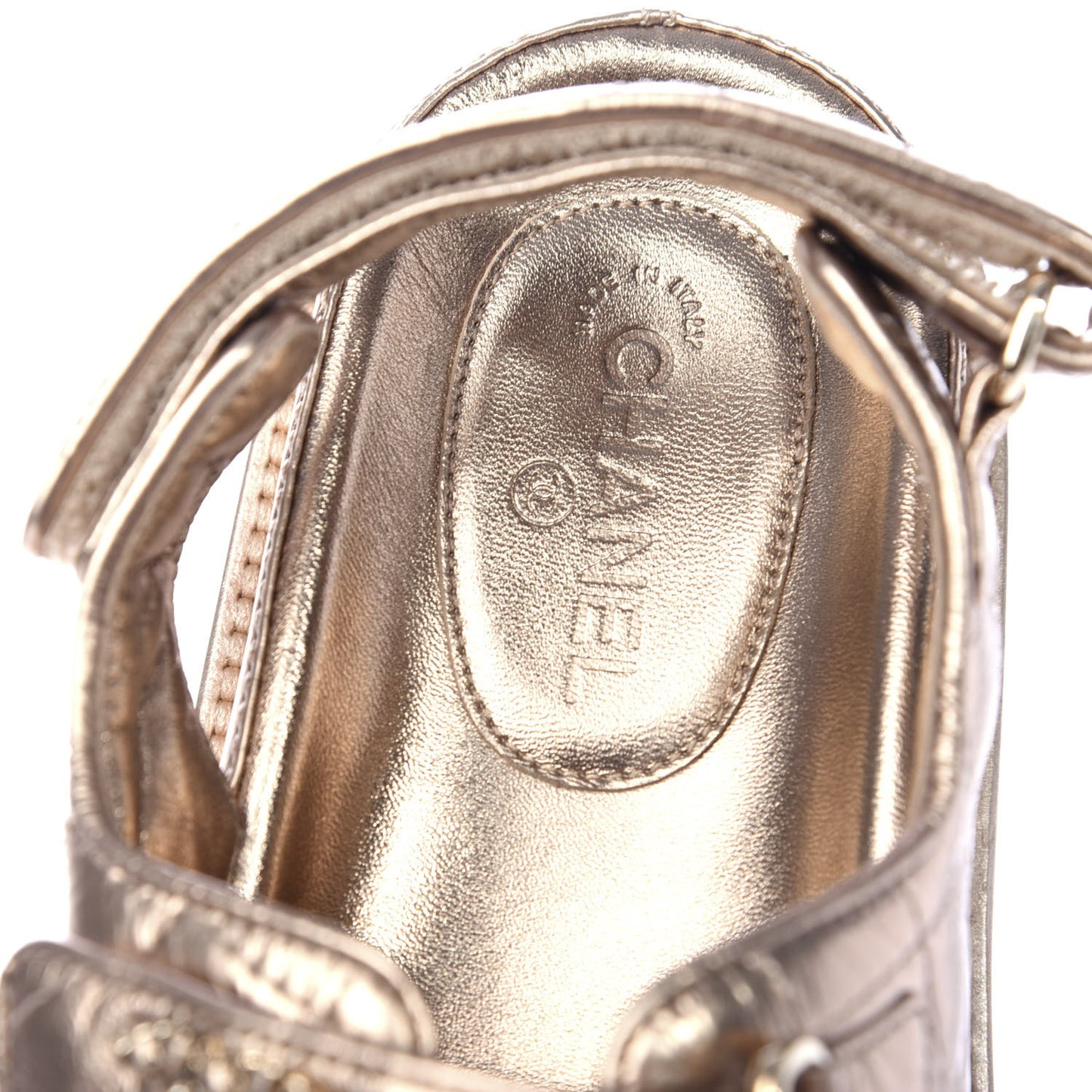 Iridescent Lambskin Velcro Dad Sandals 37.5 Light Bronze