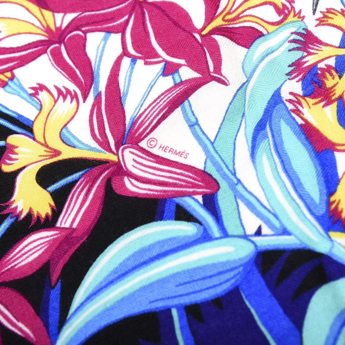 Cashmere Silk Flamingo Party Shawl 140 Rouge Vif Blanc Bleu
