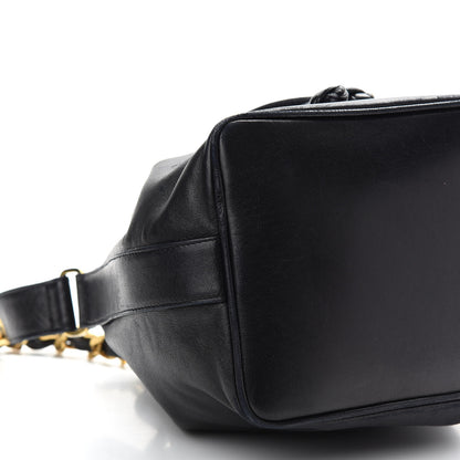 Chanel Lambskin CC Stitched Drawstring Bucket Bag Black 10 of 12