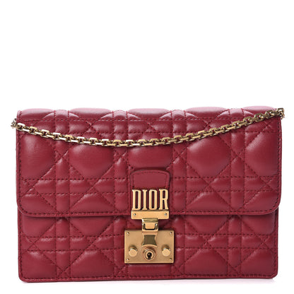 Christian Dior Lambskin Cannage Dioraddict Wallet on Chain Clutch Red 1 of 8