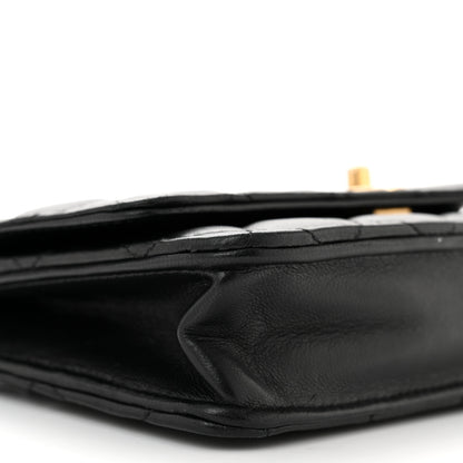 Chanel Lambskin Quilted CC Pearl Crush Wallet on Chain WOC Black 10 of 12