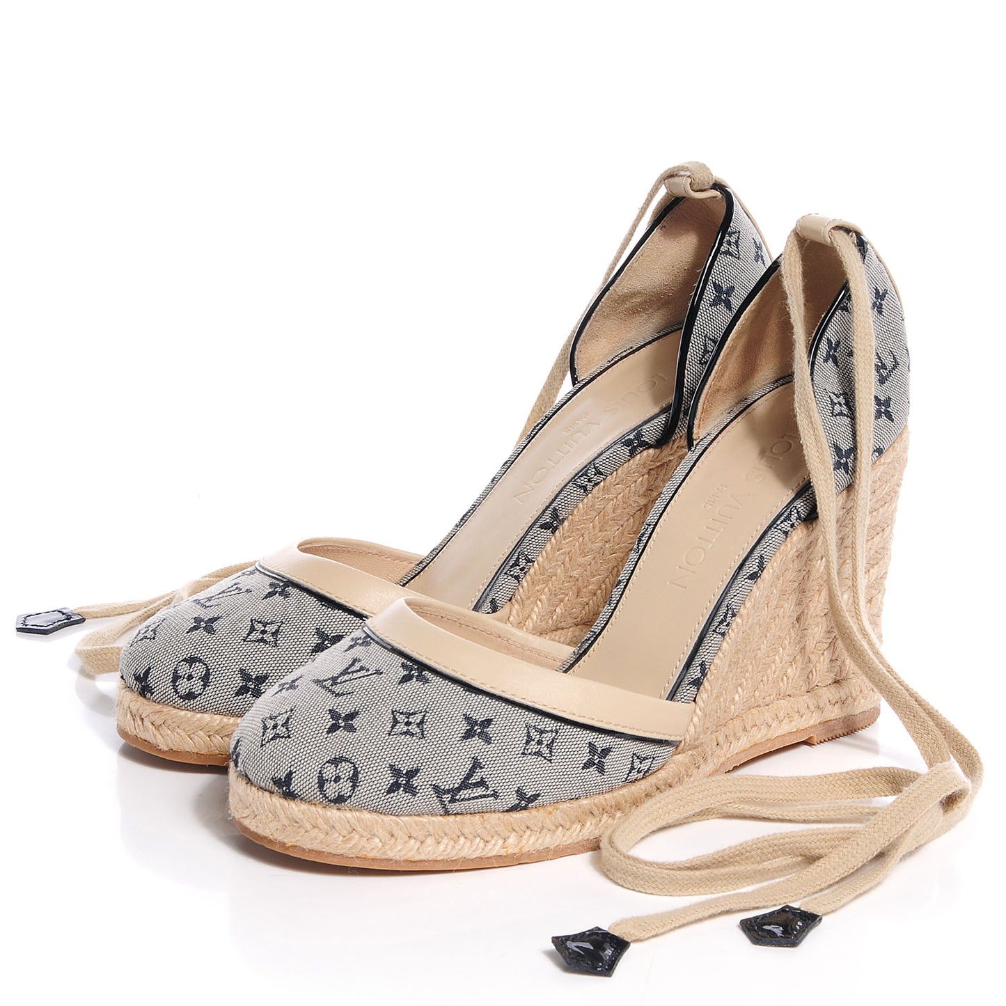 Mini Monogram Espadrille Wedge Heels 37.5 Blue