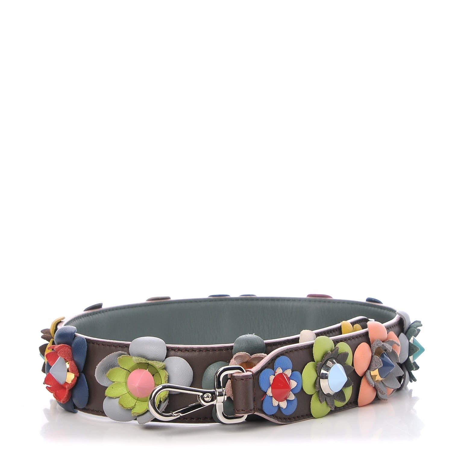 Fendi Vitello Dolce Flowerland Studded Strap You Moresco Malachite 1 of 4