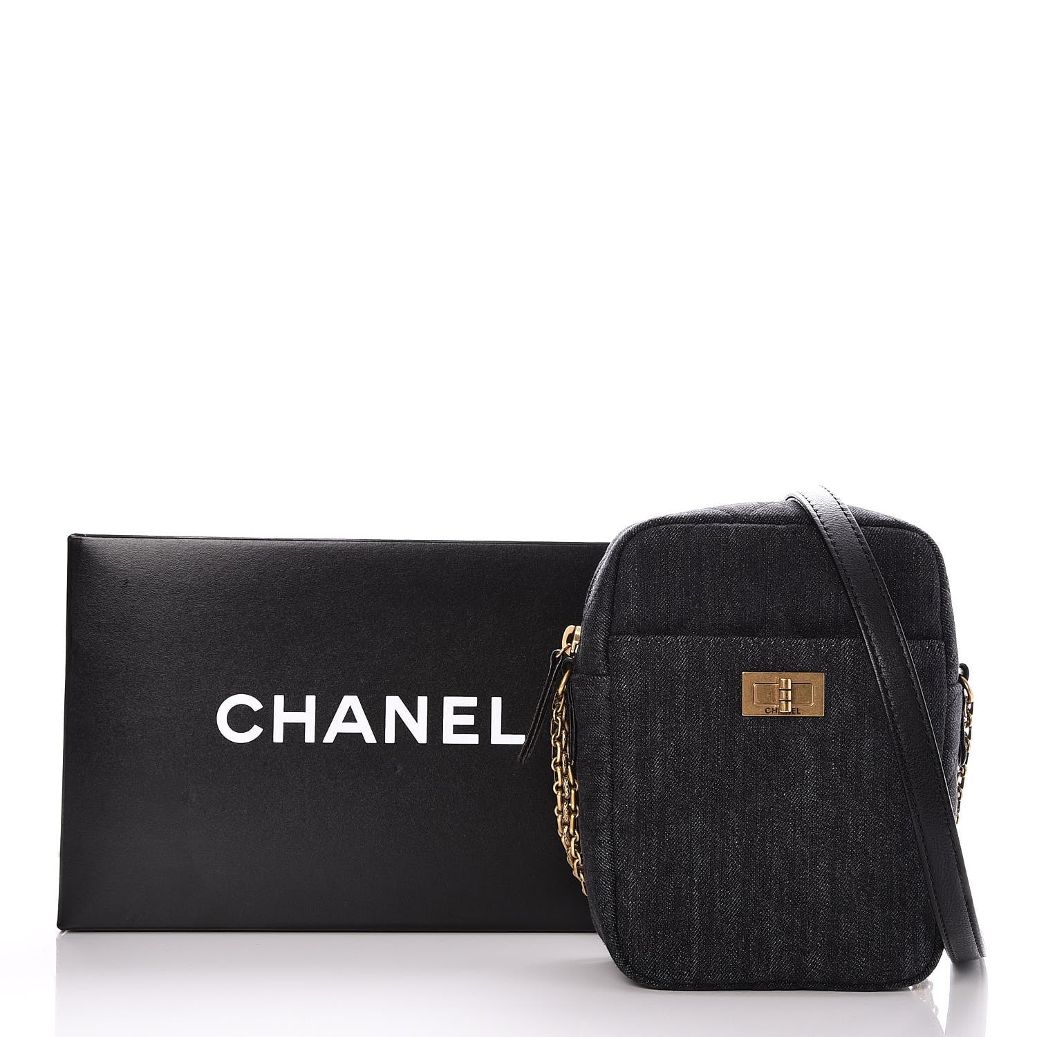 Chanel Washed Denim Quilted Reissue Camera Case Black 8 of 8