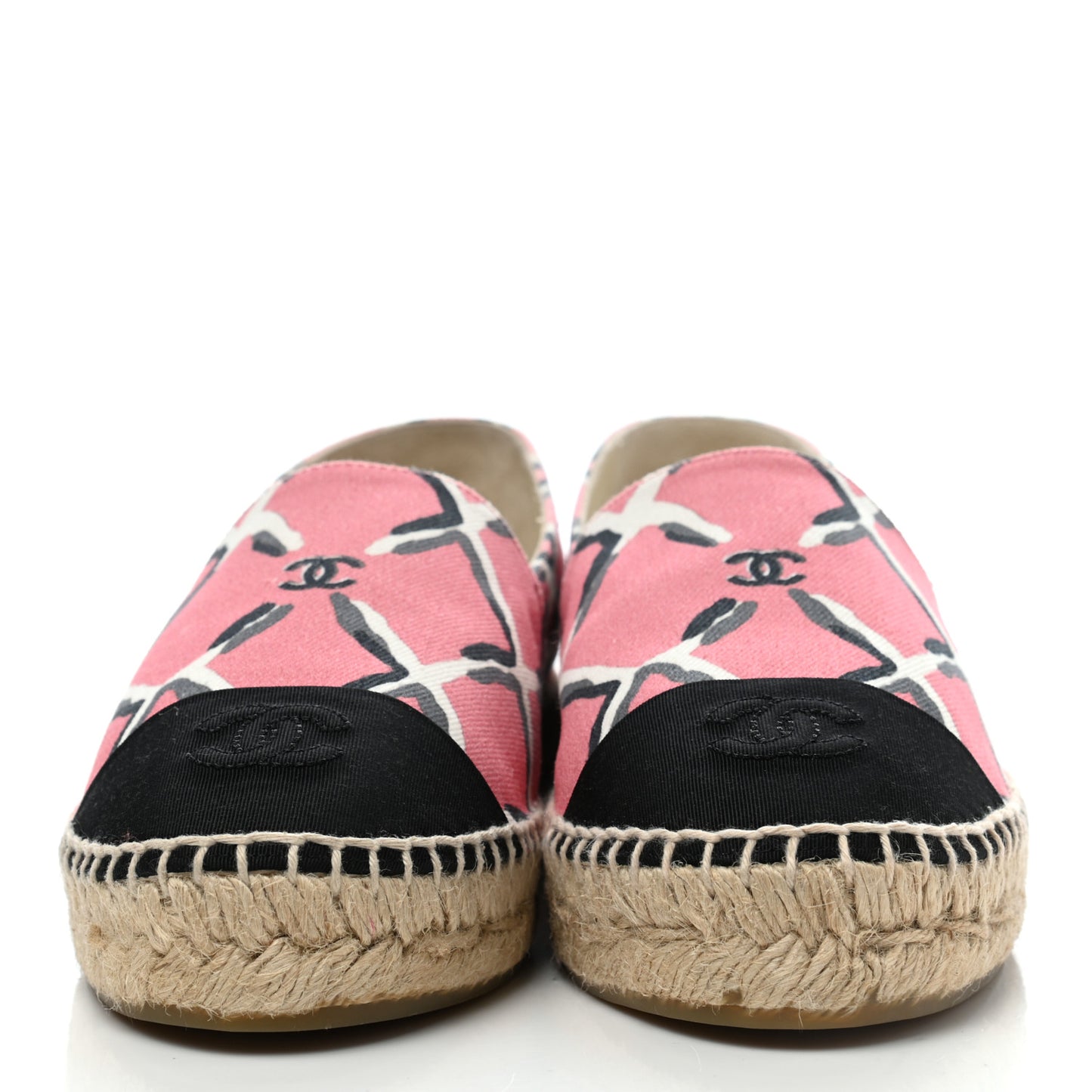 Printed Canvas Grosgrain Espadrilles 39 Pink Black