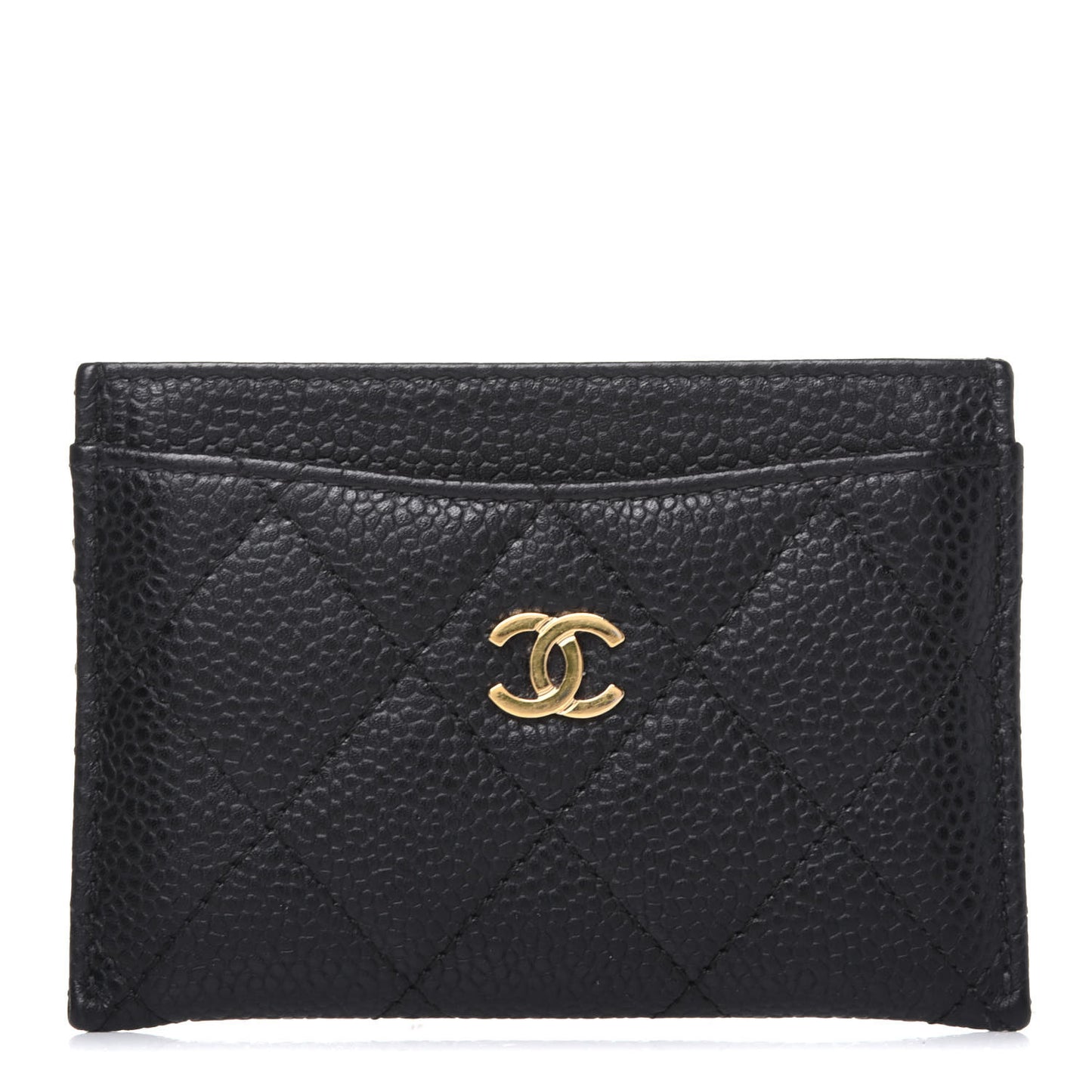 Caviar Quilted Card Holder Black