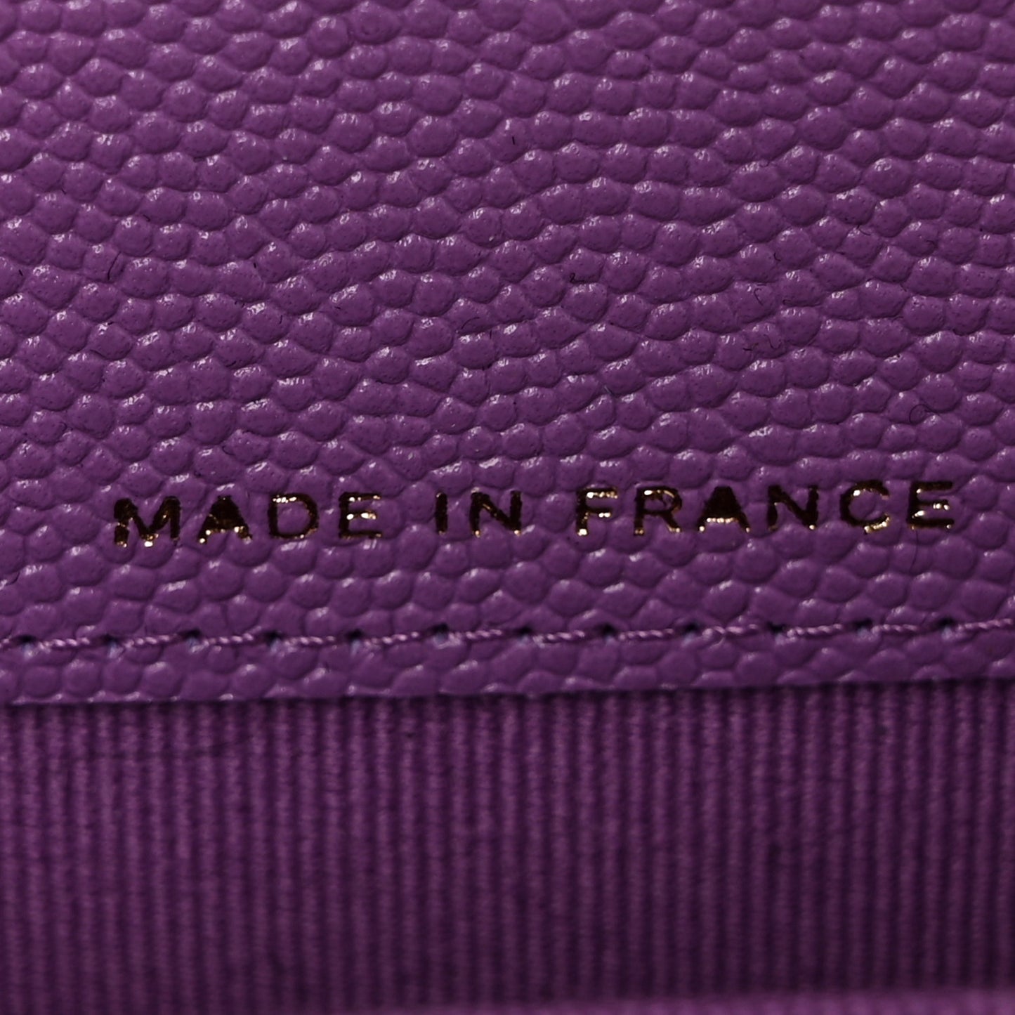 Caviar Quilted Flap Card Holder Wallet Purple