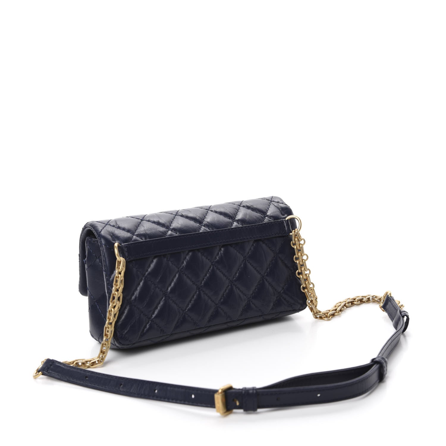 Chanel Aged Calfskin Quilted 2.55 Reissue Flap Belt Bag Clutch Navy 3 of 10