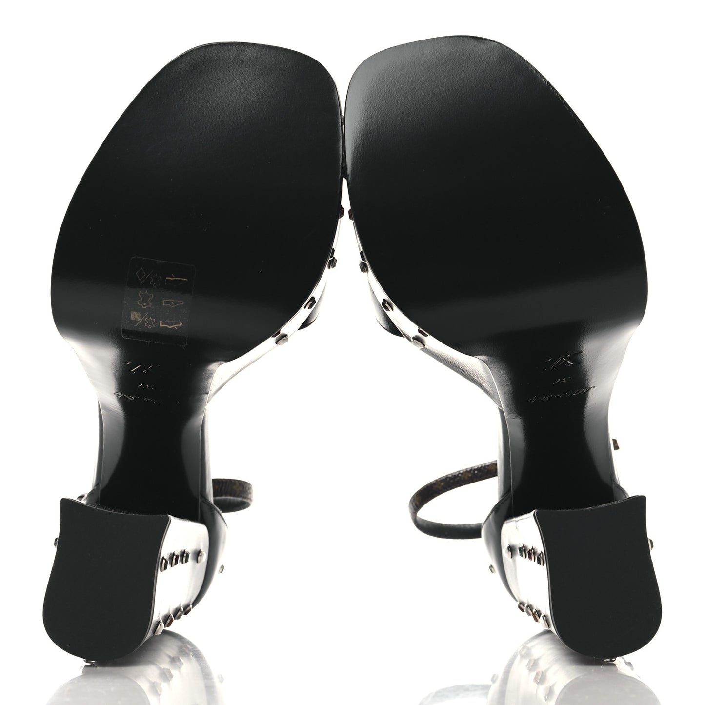 Calfskin Crystal Monogram Platform Sandals 37 Black Multicolor