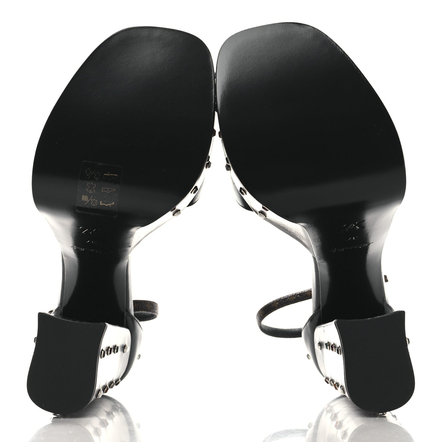 Louis Vuitton Calfskin Crystal Monogram Platform Sandals 37 Black Multicolor 6 of 9