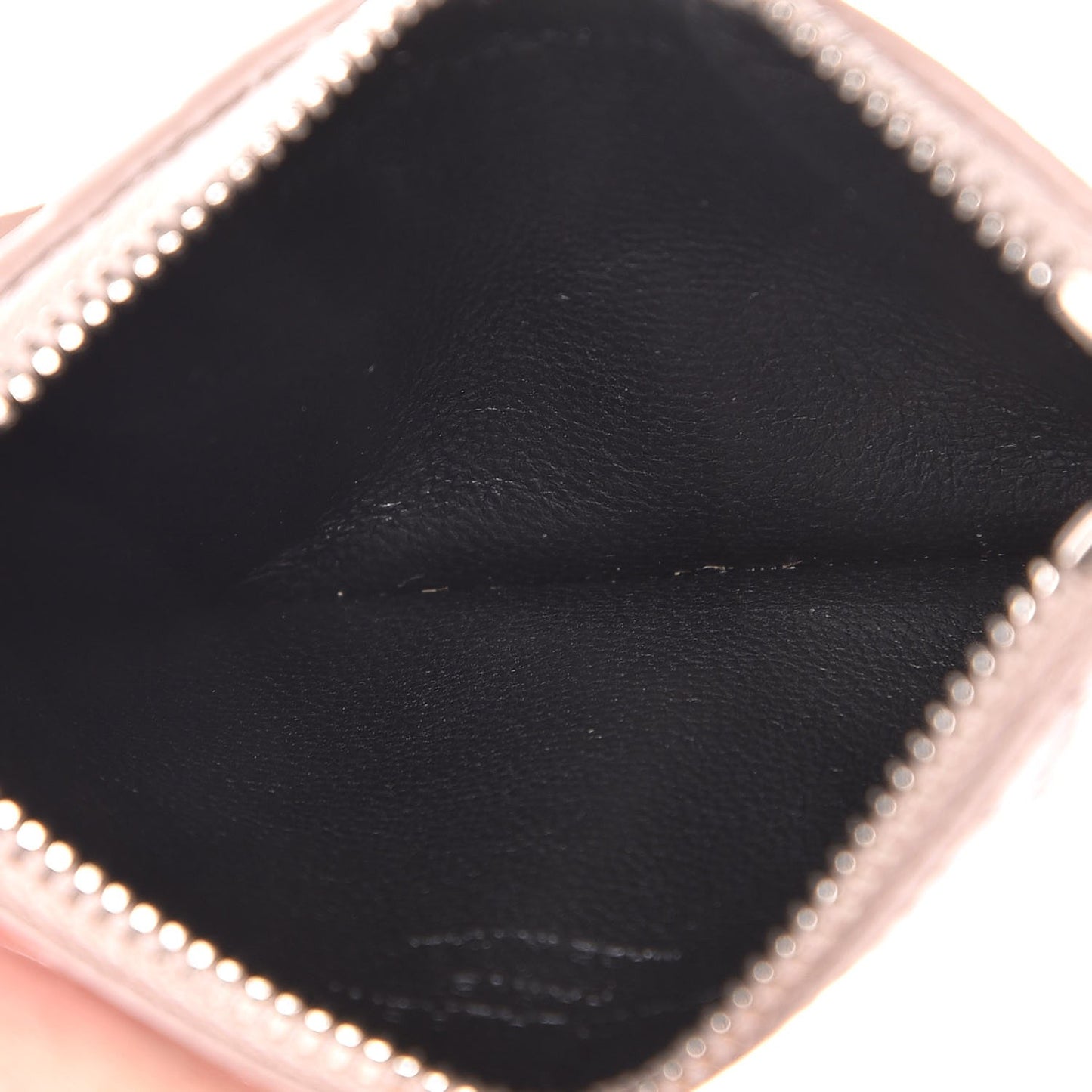 Calfskin Crocodile Embossed 5 Fragments Zip Pouch Card Holder Rose Antic