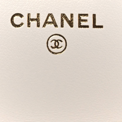 Chanel Shiny Caviar Quilted Flap Charm Wallet On Chain WOC White 6 of 13