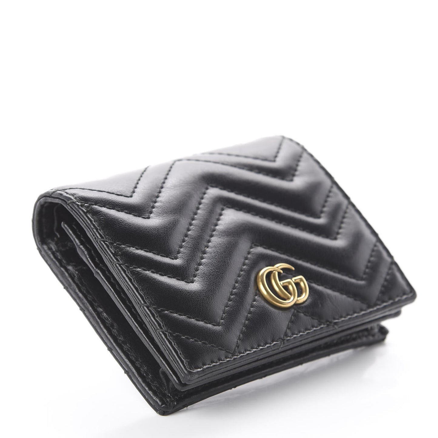 Calfskin Matelasse GG Marmont Card Case Wallet Black