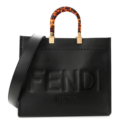 Fendi Vitello King Plexiglass Medium Fendi Sunshine Shopper Tote Black 1 of 10