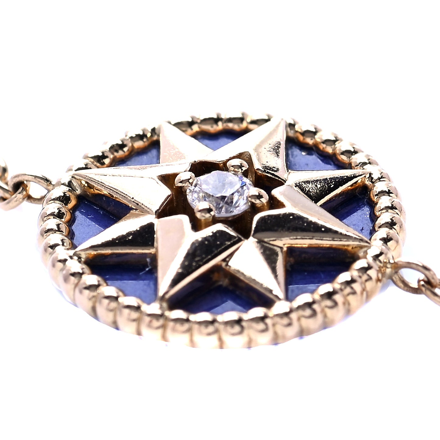 18K Yellow Gold Lapis Lazuli Diamond Rose Des Vents Bracelet