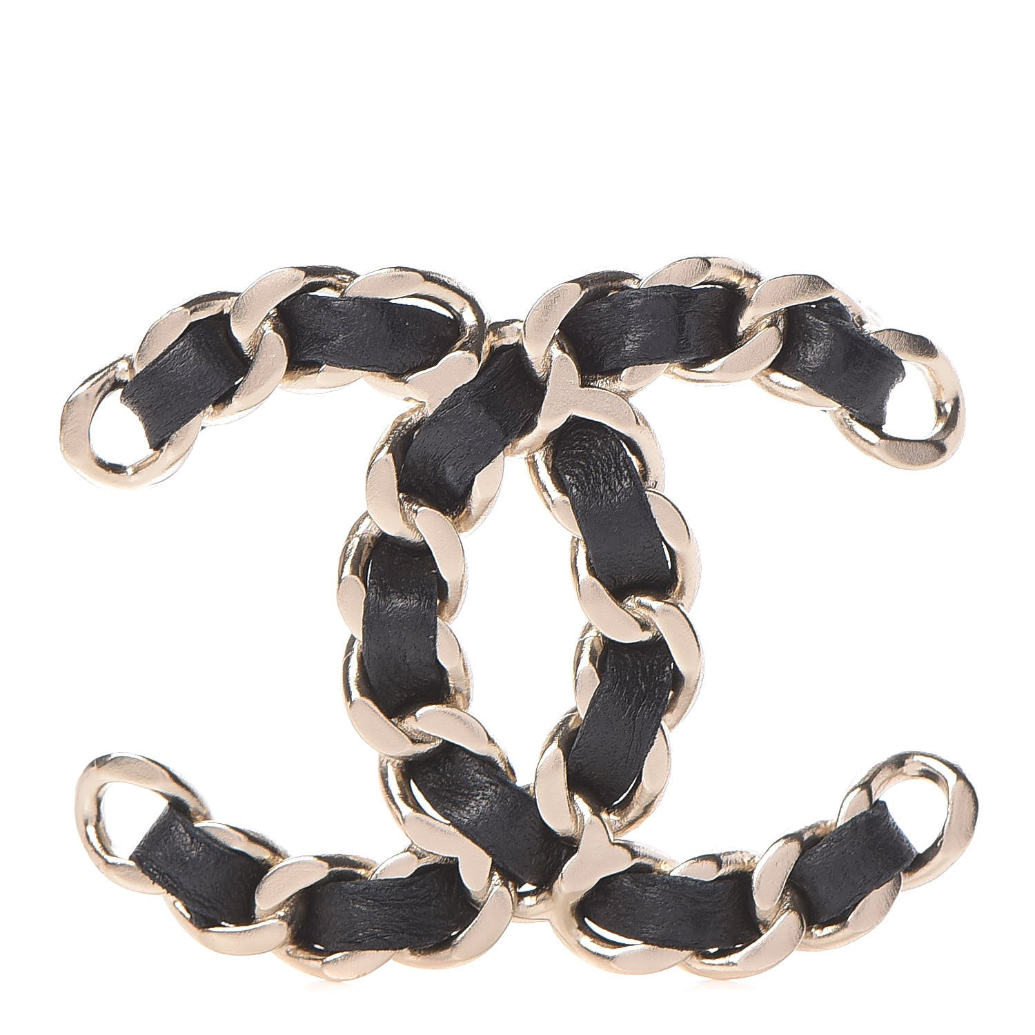 Chanel Lambskin Chain CC Brooch Black Gold 1 of 5