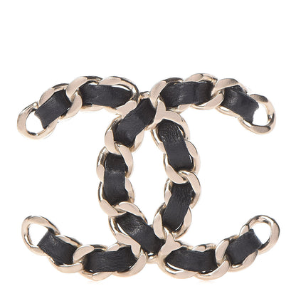 Chanel Lambskin Chain CC Brooch Black Gold 1 of 5