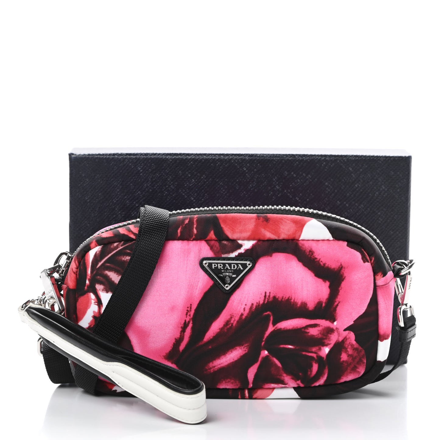 Tessuto Soft Nylon Small Roses Print Convertible Crossbody Wristlet Pink