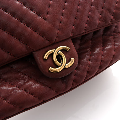 Chanel Iridescent Calfskin Surpique Chevron Flap Burgundy 12 of 13
