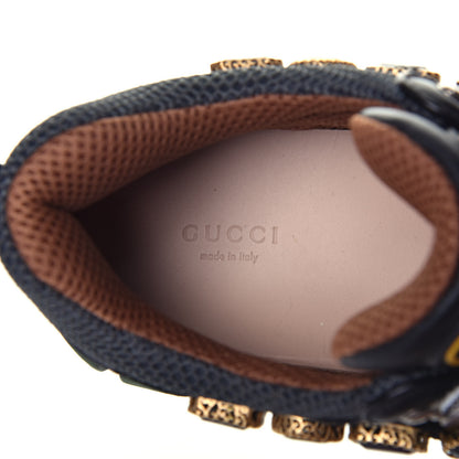Gucci X SEGA Mesh Suede Calfskin Removable Crystals Flashtrek Sneakers 41 Loess Black Olive Green 7 of 8