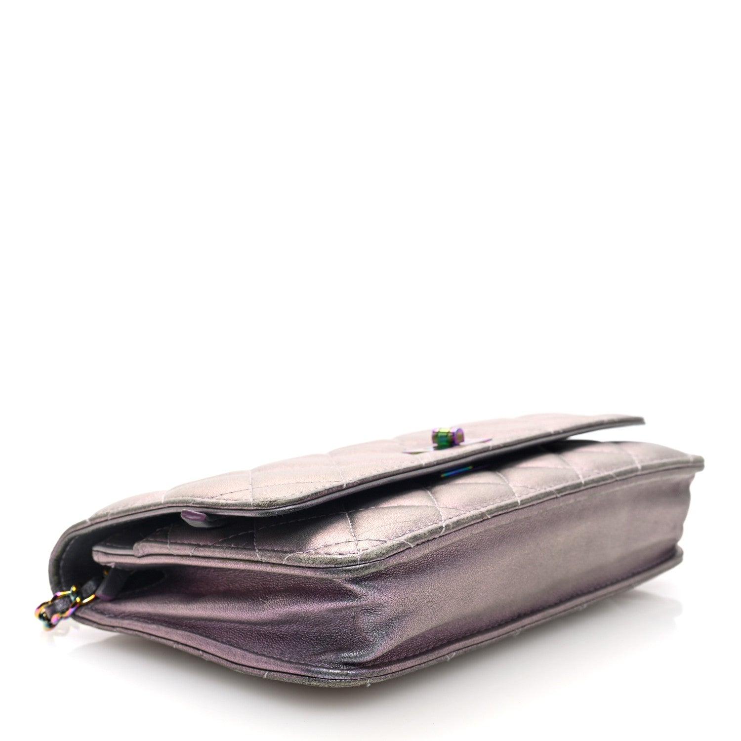 Chanel Iridescent Lambskin Quilted Reissue Wallet On Chain WOC Light Purple 4 of 10